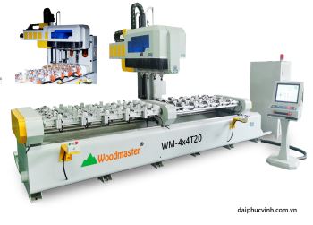 Máy Tạo Mộng Âm Cnc 4 Trục 16 Dao  Dài 2m, Kẹp Xoay 90 Độ Lật Mặt Phôi