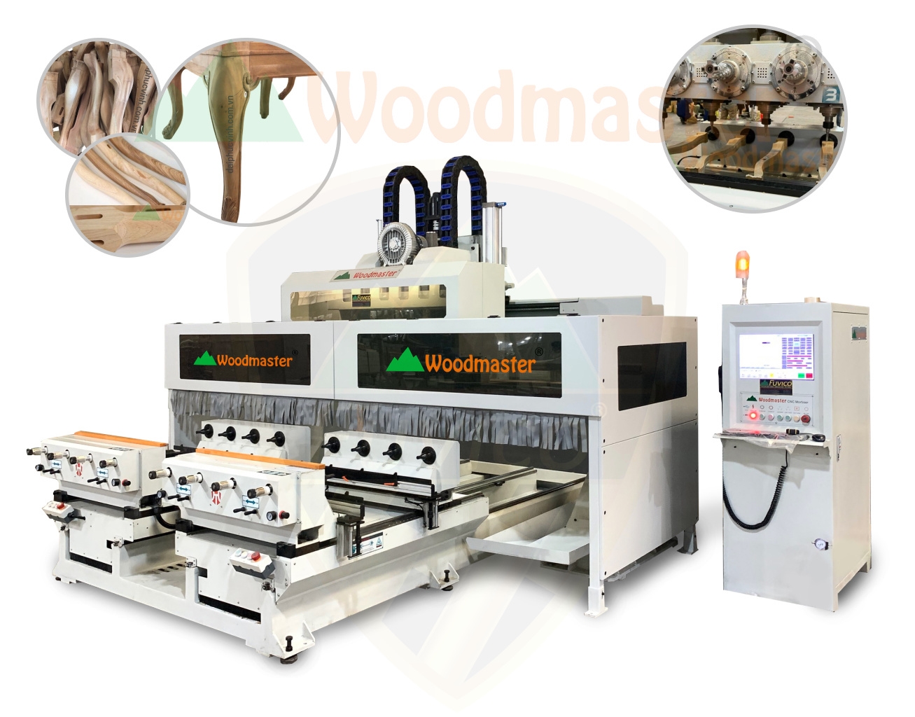 MÁY PHAY CNC 4 TRỤC 16 DAO KẸP XOAY 360 ĐỘ LÀM CHÂN BÀN GHẾ